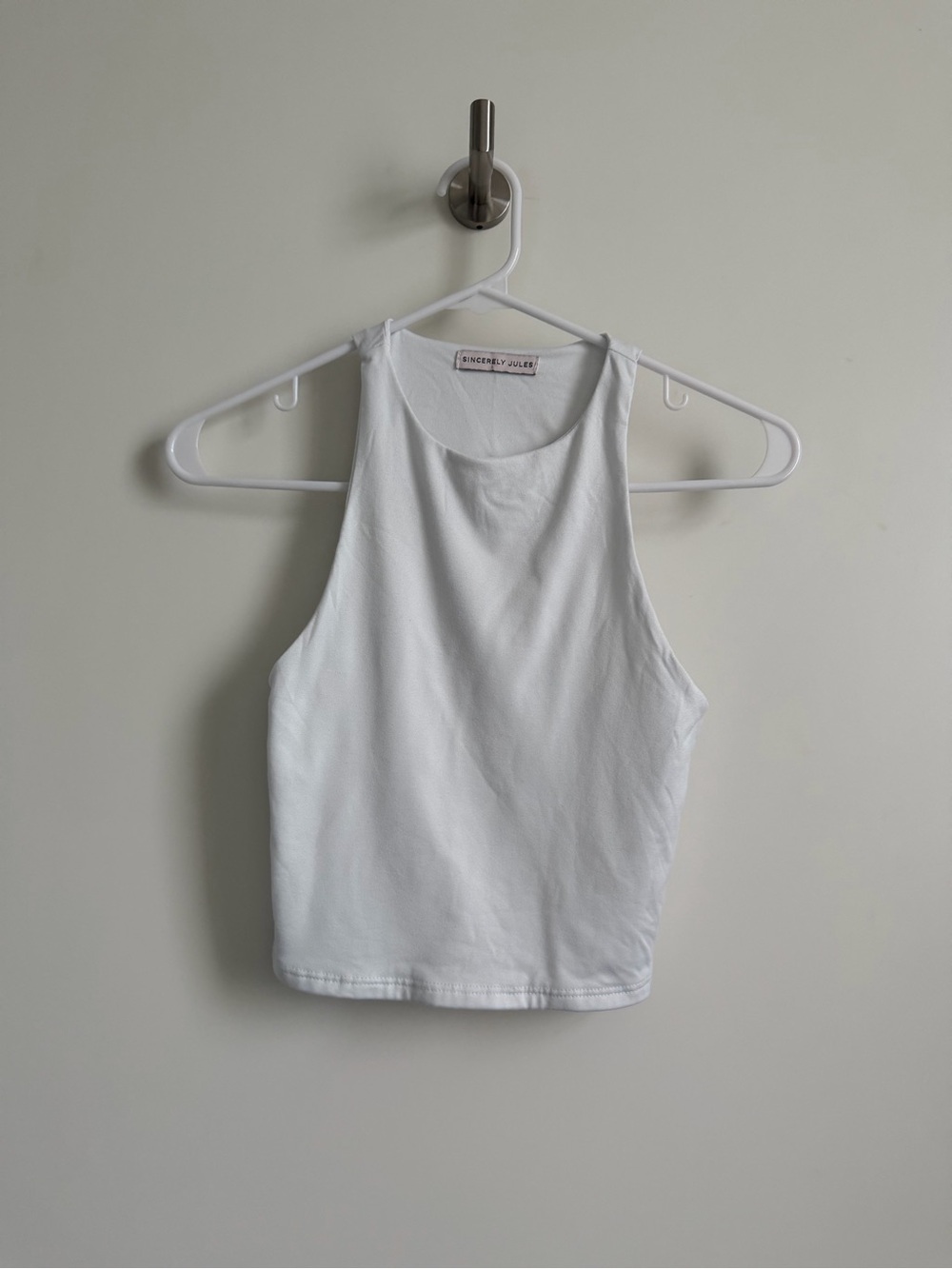 Sincerely Jules White Ribbed High-Neck Tank